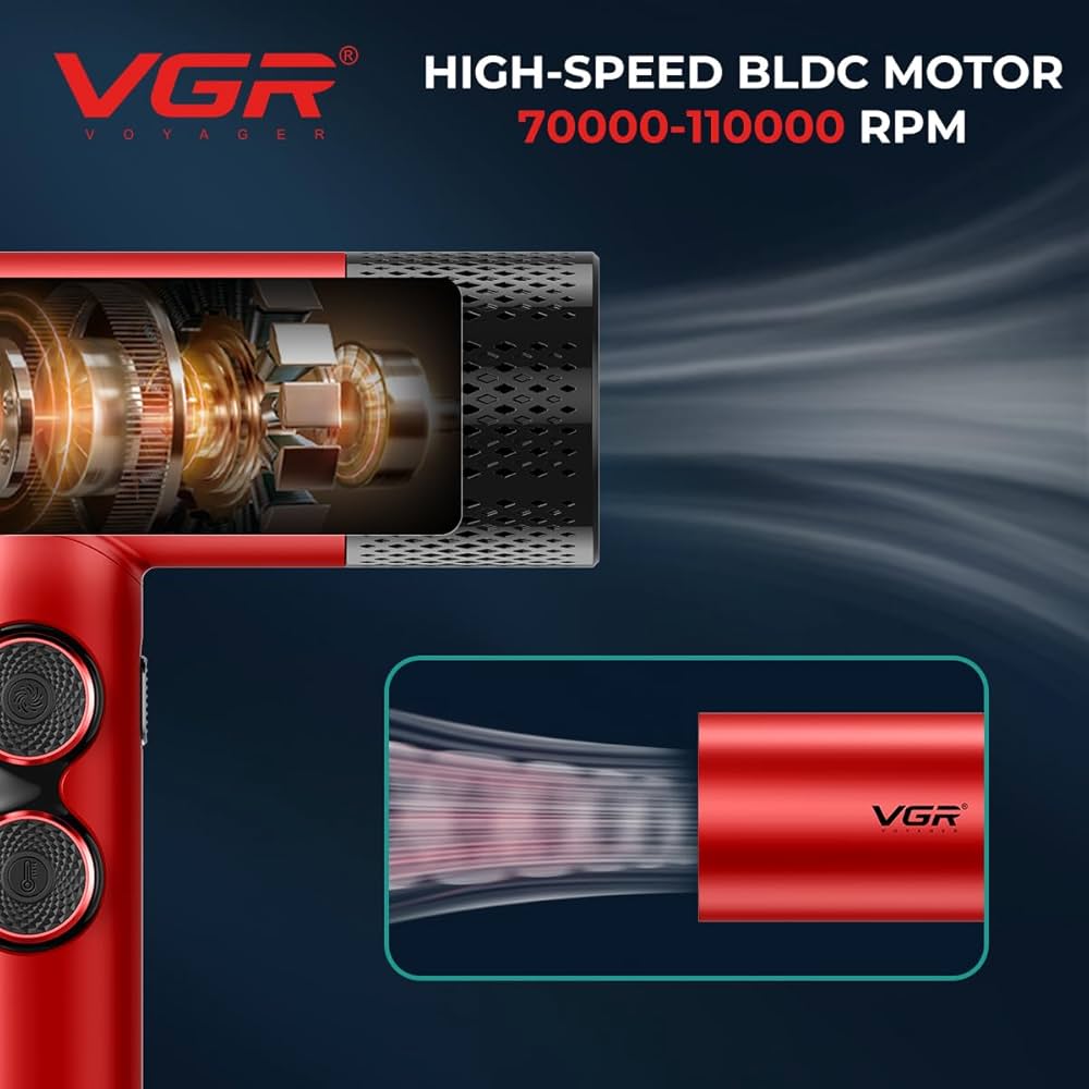 Берберски комплект 4 в 1 | VGR Stepless ДОМ И ГРАДИНА Машинка V-001 с LED дисплей, тример, самобръсначка и сешоар, подредени в куфар.