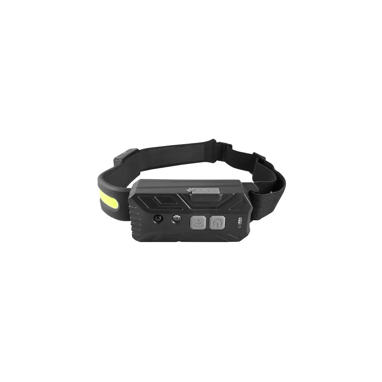 Гумен челник COBA CB-6808A-1 | PIR сензор, 2 режима, 230° АВТО Челник с COB и XPE диоди, показан с USB кабел за зареждане, тегло 100 грама.