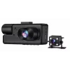 Видеорегистратор Black BOX Super HD 1296P с две камери и задна камера, монтиран на предно стъкло.