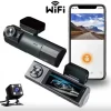 Автомобилен видеорегистратор Vehicle BlackBox DVR 1080P с 3.18" HD дисплей, монтиран на предно стъкло.