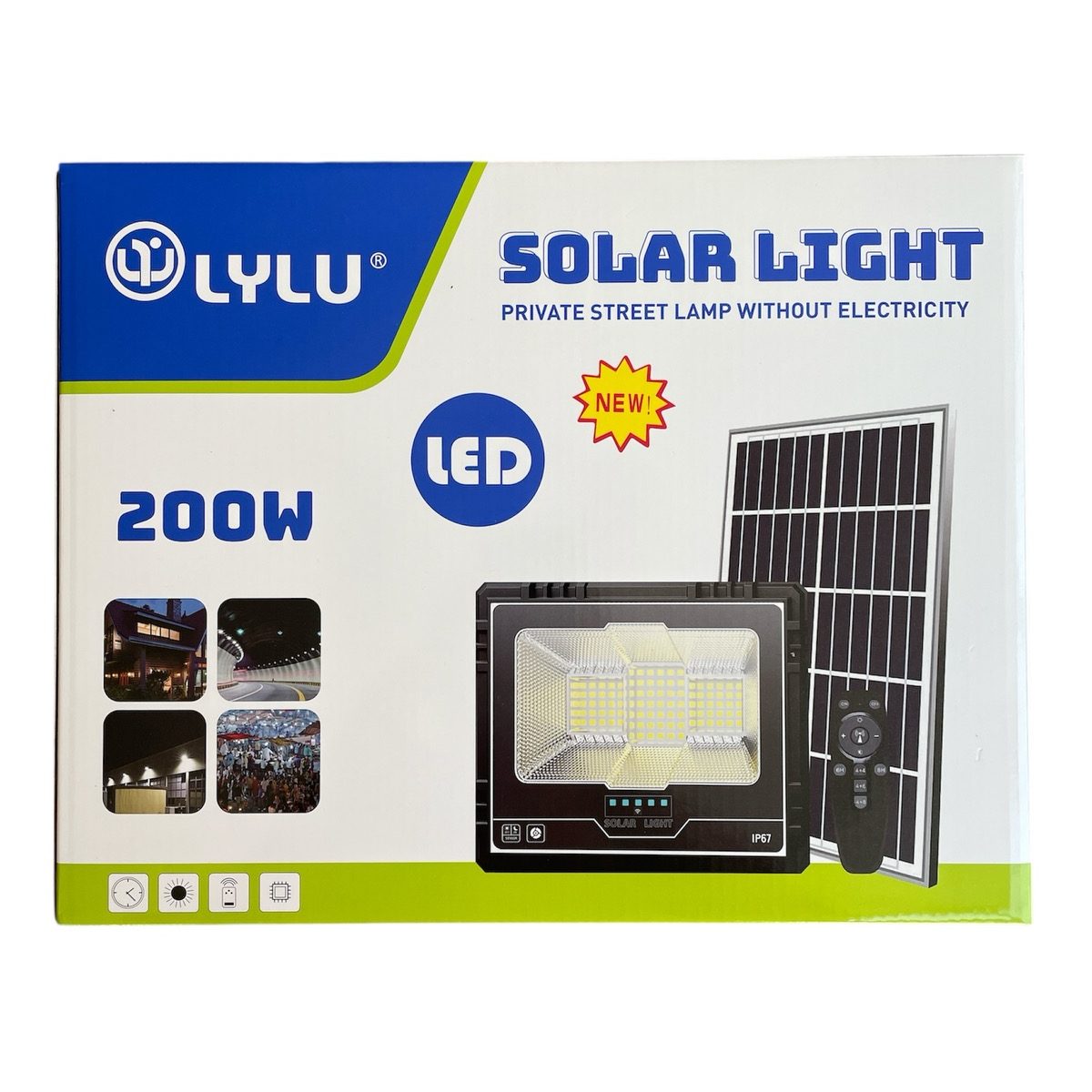 Соларен LED прожектор 200W | 20000 mAh, IP67, 12-16 часа ДОМ И ГРАДИНА Прожекторът с панел, монтиран на стена, осветяващ голям двор.