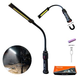 Гъвкава LED работна лампа HAWEK | С магнит, 3 режима АВТО Гъвкава LED работна лампа HAWEK с магнит, закрепена върху метална повърхност.