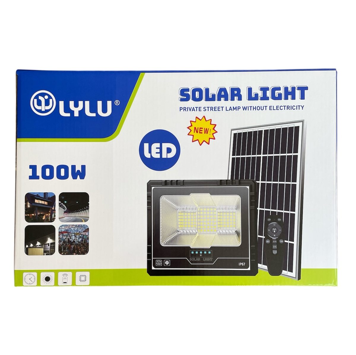 Соларен LED прожектор 100W | 20000 mAh, IP67, 12-16 часа ДОМ И ГРАДИНА Прожекторът с панел, монтиран на стена, осветяващ двор.