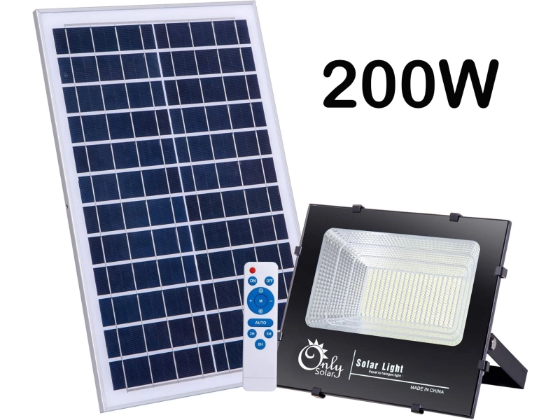 Соларен LED прожектор 200W | 20000 mAh, IP67, 12-16 часа ДОМ И ГРАДИНА Соларен LED прожектор 200W с отделен фотоволтаичен панел и дистанционно.