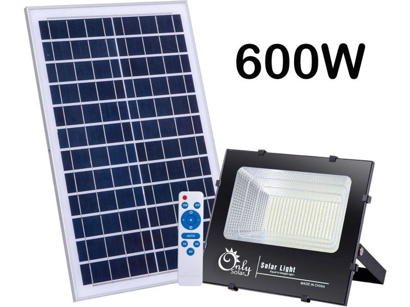 Соларен LED прожектор 600W | 20000 mAh, IP67, 12-16 часа ДОМ И ГРАДИНА Соларен LED прожектор 600W с отделен фотоволтаичен панел и дистанционно.