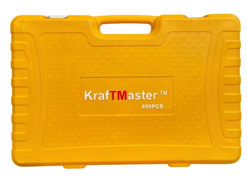 Комплект KraftMaster | 499 части, гайковерт 36V 10Ah, гедоре АКУМУЛАТОРНИ ГАЙКОВЕРТИ Гайковертът с батерия и зарядно, подредени с всички аксесоари.