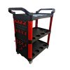 Количка за инструменти HAWEK HW-1203 с 3 рафта в черен с червени акценти.