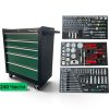 Професионален шкаф с инструменти ROCKFORCE 240 части с 5 чекмеджета и 4 колела.