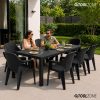 Ратанов комплект Como Black с маса 150 × 90 см и 8 стола