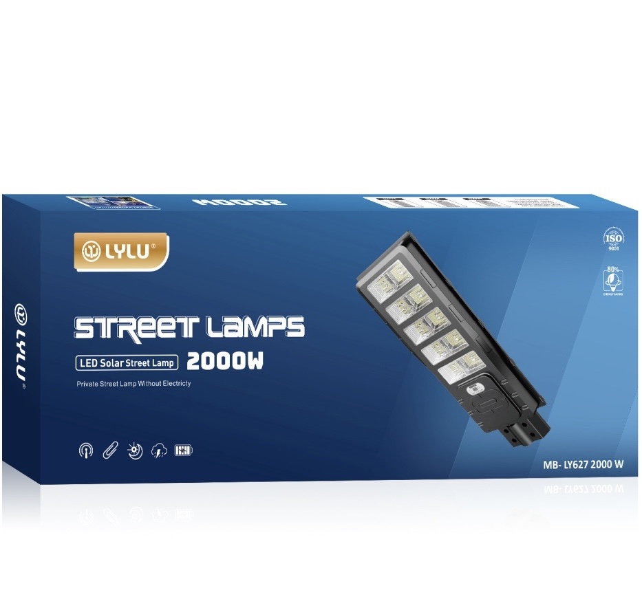 Соларна лампа LYLU 2000W | 10 секционни прожектора, IP65 ДОМ И ГРАДИНА Външна соларна лампа LYLU 2000W със сензор за движение и дистанционно.