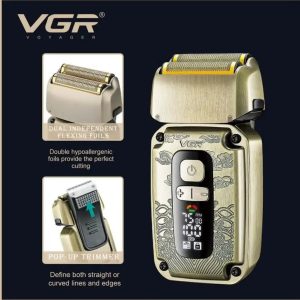 Комплект 3в1 VGR V-642 | Машинка + тример + самобръсначка ДОМ И ГРАДИНА Едър план на машинката, тримера и самобръсначката с LED дисплей.
