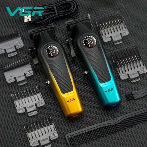 Професионална машинка за подстригване VGR V-196 с LED дисплей и 4 гребена.