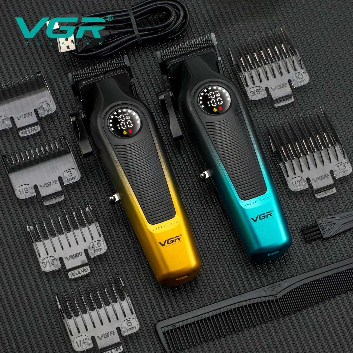 Машинка VGR V-196 | 7000 RPM + LED дисплей ДОМ И ГРАДИНА Професионална машинка за подстригване VGR V-196 с LED дисплей и 4 гребена.