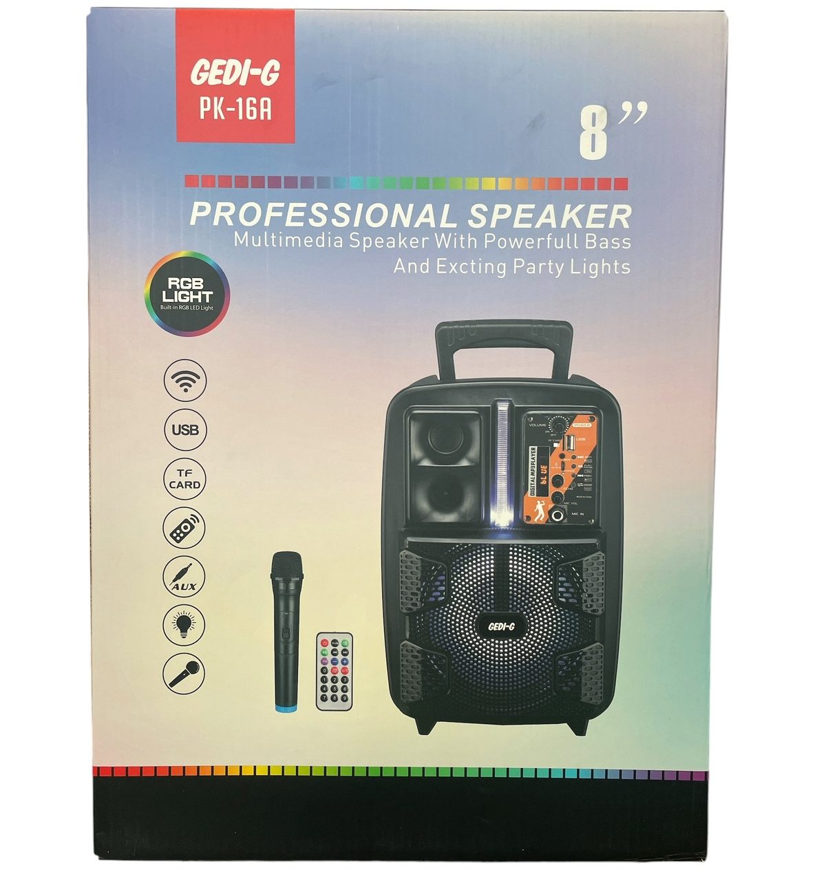 Тонколона PK-16A 8 инча | BT 5.0, USB, Караоке ЕЛЕКТРОНИКА Безжичен микрофон до тонколона PK-16A в домашна обстановка